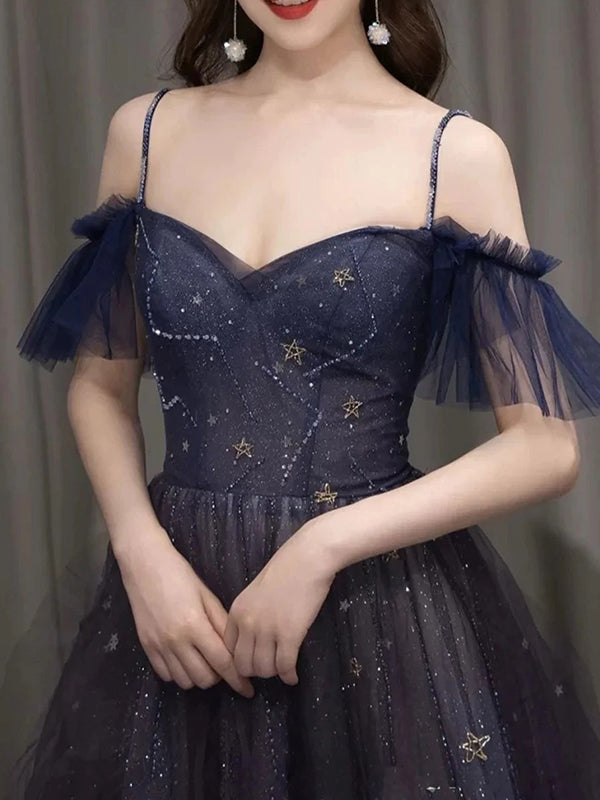 Sparkly Spaghetti Straps Off Shoulder A-line Prom Dress, OL557 RomanBridal Sparkly Spaghetti Straps Off Shoulder A-line Prom Dress, OL557 RomanBridal