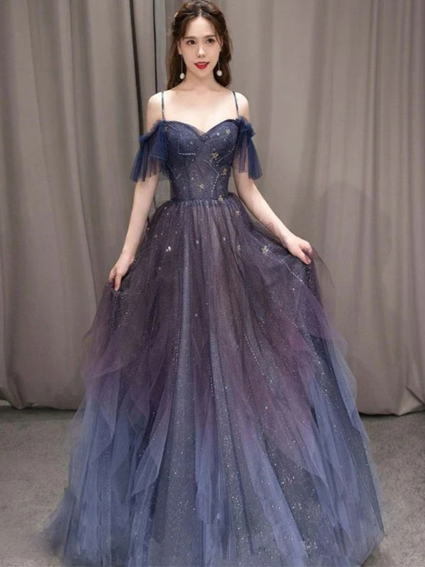 Sparkly Spaghetti Straps Off Shoulder A-line Prom Dress, OL557 RomanBridal Sparkly Spaghetti Straps Off Shoulder A-line Prom Dress, OL557 RomanBridal