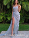 Elegant Spaghetti Straps Mermaid Sleeveless Long Prom Dresses Formal Dress with Side Slit, OL759