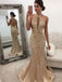 Gorgeous Backless Mermaid Halter Sleeveless Prom Dress, OL582