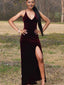 Spaghetti Straps Side Slit Velvet Prom Dress, OL583