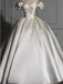 Romantic Off Shoulder Ball Gown Satin Wedding Dress, WD0520