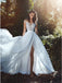 Elegant Applique A-line Side Slit Tulle Wedding Dress, WD0523
