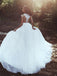 Elegant Applique A-line Side Slit Tulle Wedding Dress, WD0523