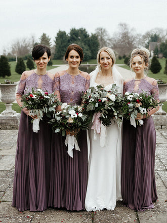 Newest Scoop Neck Lace Cheap Long Bridesmaid Dresses Online,RBWG0033