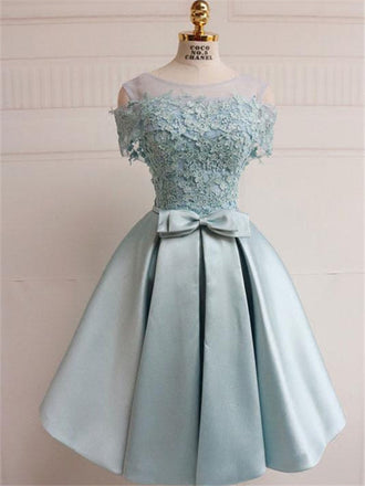 New Arrival Off-shoulder Lace Top Homecoming Dresses With Belt, HD0490