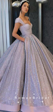 Charming Ball Gown Cap Sleeves Sweetheart Long Prom Dresses,RBPD0014