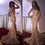 Amazing Mermaid High Neck Long Sleeves Shining Prom Dress, PD0615