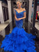 Simple Off Shoulder Mermaid Tulle Cheap Long Prom Dresses,RBPD0134