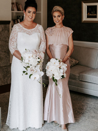 Simple Scoop Neck Mermaid Long Bridesmaid Dresses Online,RBWG0060