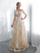 A-line Floor-length 3/4 Sleeves See-though Embroidery Wedding Dresses, WD0466