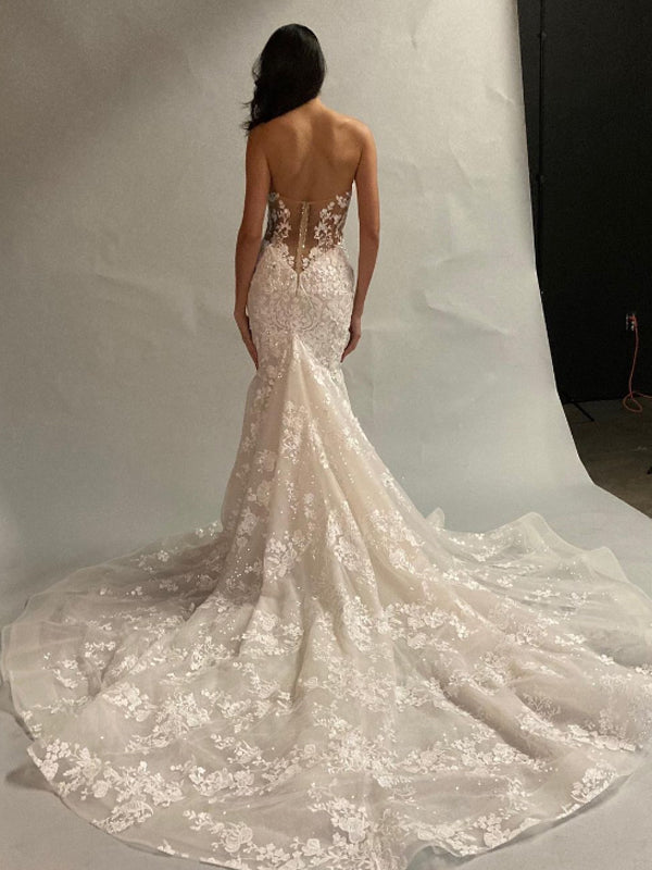 Sexy Mermaid Sweetheart Lace Cheap Long Wedding Dresses Online,RBWD0026