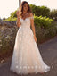 A-Line Off The Shoulder Tulle Lace Floor Length Wedding Dresses,RBWD0016