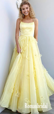 Simple Spaghetti Strap Tulle Cheap Long Prom Dresses,RBPD0137