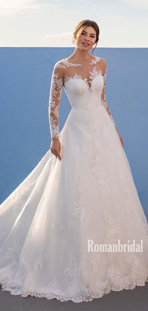 Elegant Sweetheart Lace A-line Cheap Long Wedding Dresses Online,RBWD0027