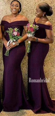 Simple Mermaid Off-shoulder Cheap Long Bridesmaid Dresses Online,RBWG0042