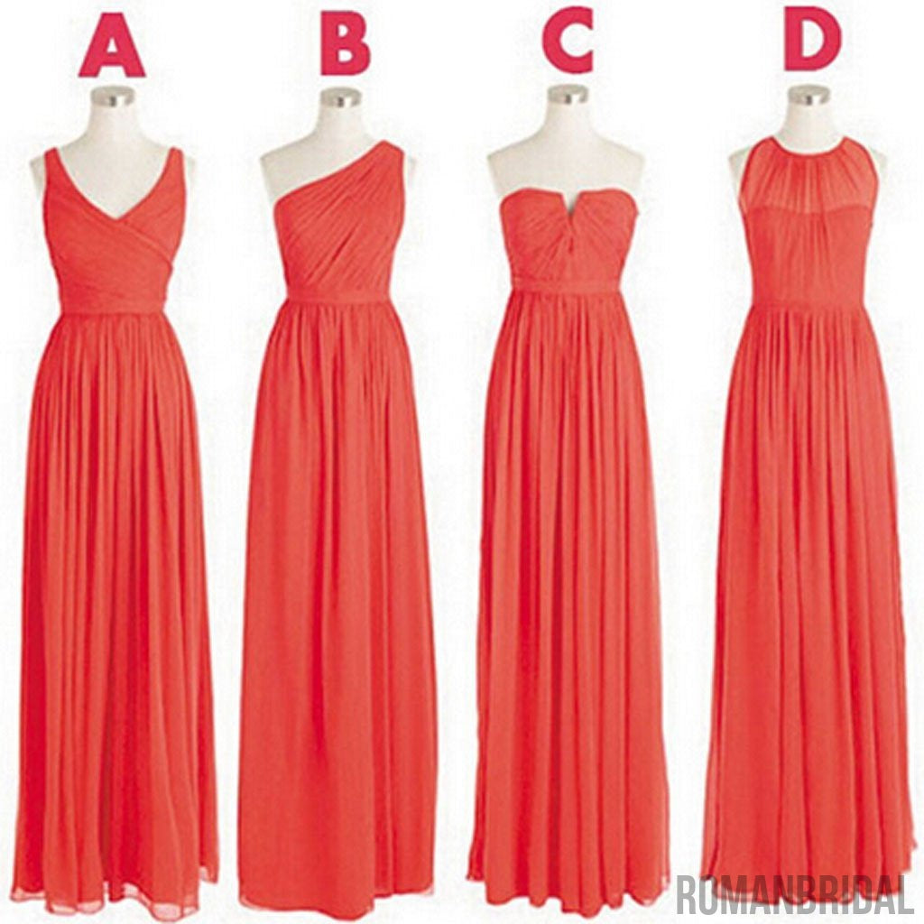 Cheap Simple Mismatched Styles Classic Chiffon  A Line Long Bridesmaid Dresses, WG182
