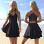 A-Line  Spaghetti Straps V-Neck Black Lace Back Simple Homecoming Dresses, HD0384