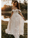 Elegant A-Line Off The Shoulder Tulle Long Wedding Dresses With Lace,RBWD0019