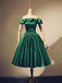 Off-shoulder Simple Green Homecoming Dresses With Pleats, HD0491
