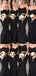 Two pieces Floor-length Mermaid Strapless Sweetheart Black Bridesmaid Dress, BD0470