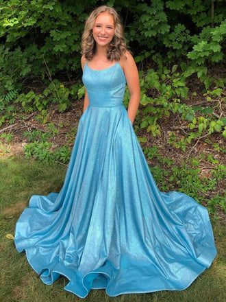 Sexy Spaghetti Straps A-line Cheap Long Prom Dresses,RBPD0121