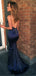Spaghetti Straps Simple V-neck Navy Blue Prom Dresses, PD0757