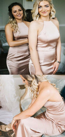 Simple Cheap Sleeveless Backless Elegant  Long Bridesmaid Dress , BD0519