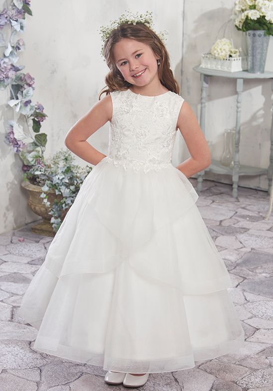 White Lace Sleeveless tulle Tutu Elegant princess dress, flower girl dresses, FG0120