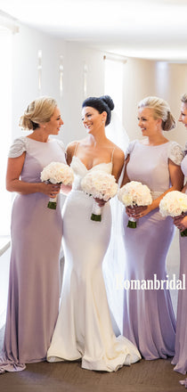 Mermaid Scoop Neck Short Sleeve Long Bridesmaid Dresses Online,RBWG0075