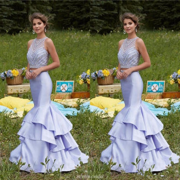 Charming Gorgeous Two-pieces floor-length sleeveless evening gown, long prom dresses, PD0103