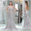 Charming Silver Sequin Mermaid Sexy Popular Gorgeous V back Prom Dresses With Small Train, PD0297
