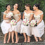 Short Floral A Line Cheap Maid Of Honor Keen Length Bridesmaid Dresses.PD0257