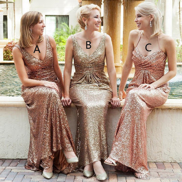 Sparkly Simple Mermaid Sequined different styles cheap Bridesmaid Dress, BD0449