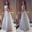 New Popular Two-Pieces Silver Tulle Party Gowns With Jewel,  Sleeveless Long Party Gowns, PD0534