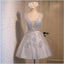 Charming Short V-Neck Bow Beading Appliques Tulle Lace Dress, A-line Homecoming Dress , HD0320