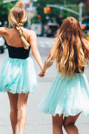 Halter Sleeveless Beading Top Short Tulle Homecoming Dresses, HD0546