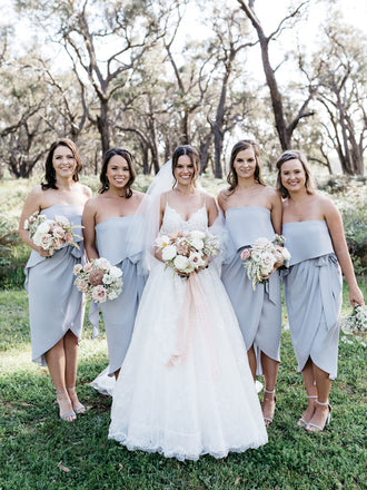 Simple Straight Side Slit Short Bridesmaid Dresses Online,RBWG0065