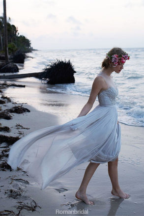 Most popular Floor-length chiffon round-neck prom dresses, Sweetheart Beach wedding Dress, WD0325