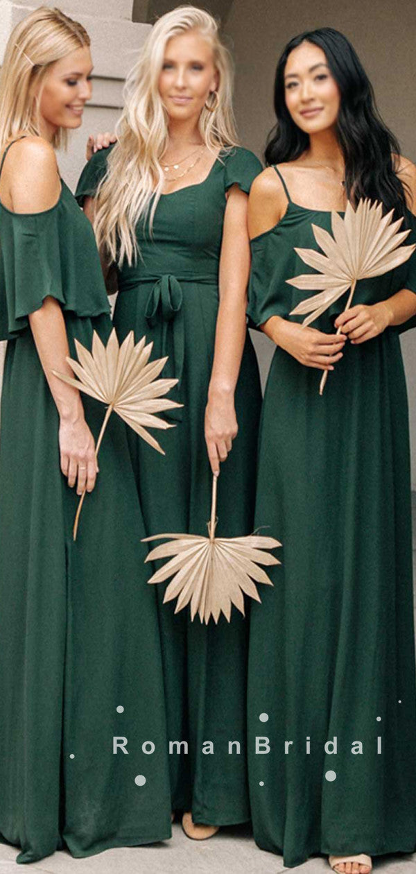 A-Line Mismatched Cheap Chiffon Long Bridesmaid Dresses Online,RBWG002 – RomanBridal