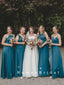 Charming A-Line Mismatched Chiffon Long Bridesmaid Dresses With Pleats,RBWG0025