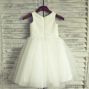Pretty Sleeveless Round Neck Tulle Flower Girl Dresses, Popular Little Girl Dresses, FGS026