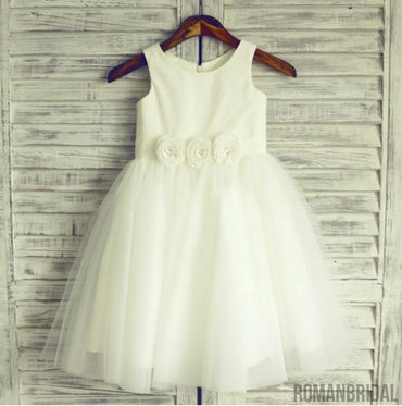 Pretty Sleeveless Round Neck Tulle Flower Girl Dresses, Popular Little Girl Dresses, FGS026