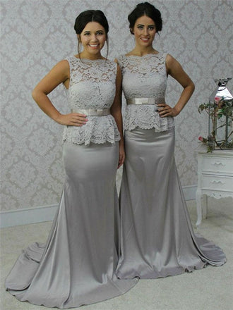 Mermaid Sliver V-back Lace Top See-though Bridesmaid Dresses, BD0590
