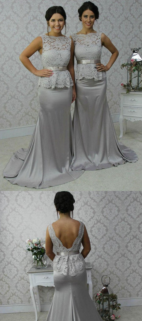 Mermaid Sliver V-back Lace Top See-though Bridesmaid Dresses, BD0590