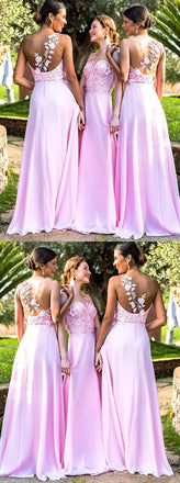 A-line Floor-length Sweetheart Backless Lace Appliques Top Bridesmaid dresses, BD0521