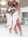 Spaghetti Straps Ruffles Sexy Bridesmaid Dresses With Split, BD0596