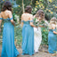 A-line Floor-length Off-shoulder Chiffon Bridesmaid Dresses With Pleats, BD0602