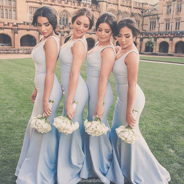 Mermaid Sexy Deep V-Neck Simple Cheap Long Bridesmaid Dresses, BD0038