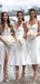 Mermaid Straps Sweetheart White Short Bridesmaid Dresses With Ruffles,RBWG0029